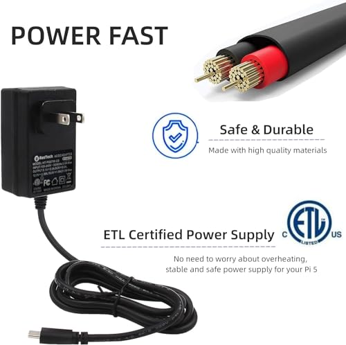 RasTech Raspberry Pi 5 Kit 8GB RAM with 27W PD Power Supply 5.1V5A,Heat Sinks and Raspberry Pi 5 8GB Board Included - Image 4