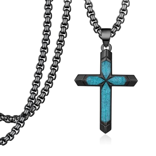 Collier croix noire homme en argent S925 pour un look rock quotidien
