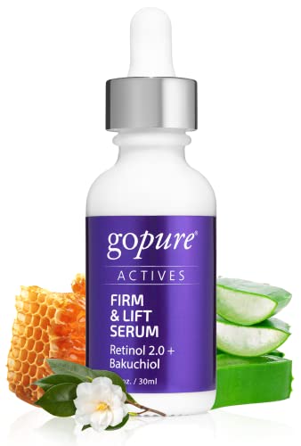 goPure Actives Retinol 2.0 + Bakuchiol Serum - Firm & Lift Retinol Serum to Visibly Restore Elasticity & Moisturize the Skin - Face Serum Against Fine Lines - Visual Dark Spot Remover for Face, 30ml