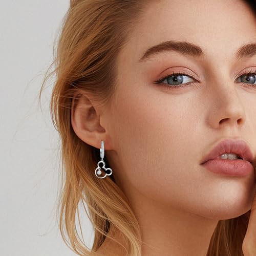 Mouse Earrings for Women Sterling Silver White Gold Mouse Open Hoop Earrings Sparkling CZ Lucky Cute Mini Stud Earrings Animal Fashion Hypoallergenic Princess Jewelry Gifts for Daughter Birthday4