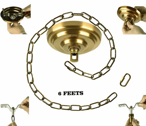 Rojoser Heavy Duty Canopy Kit And 3.2 Feet Pendant Light Fixture Chain For Chandelier Or Swag Light Fixtures,Vintage Gold Copper #TOP1