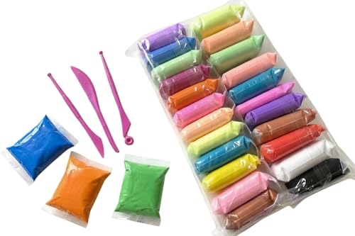 24 Colors Air Dry Clay Kit for Kids - Ultra Light Modeling Foam Clay Set with Sculpting Tools - Safe Non-Toxic & No-Bake Art Supplies for Girls & Boys