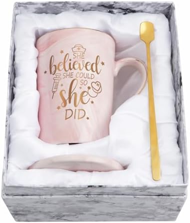 Cabtnca Nurse Gifts for Women, She Believed She Could So She Did Mug, Rn Gifts for Nurses, Nursing School Gifts, Nursing Gifts Congratulations Gifts for New Nurses, Nurse Graduation Gift, 14Oz