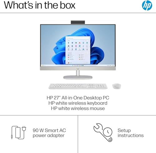 Image of HP 27 inch Touchscreen All-in-One Desktop PC - 27 inch FHD Anti-Glare Display, Intel Ultra 7 155U (12-Core), Adjustable Height Stand, FHD IR Camera, Windows 11 Pro, 16GB DDR5 | 1TB SSD