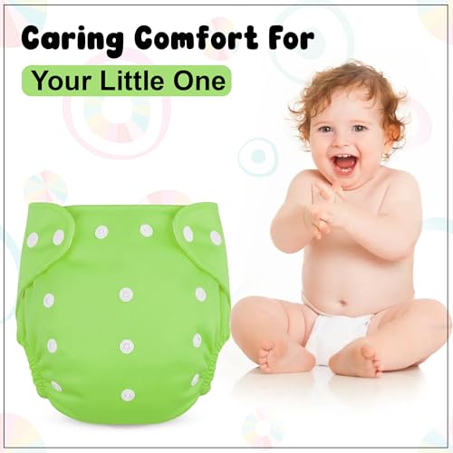 Image of GLUN Reusable Baby Cloth Diapers Combo, Pack of 2 Shiny Green Colour Comfort & Protection, Leakproof & High Absorption