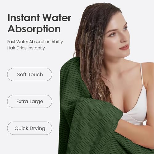 Image of JML Microfiber Bath Towels, Large Bathroom Towel for Adult, Pack of 2, 30 inch x 60 inch, Soft, Super Absorbent and Fast Drying, Use for Hair Wrap, Sport, Fitness, Yoga, Diamond Cross Grid Olive-Green