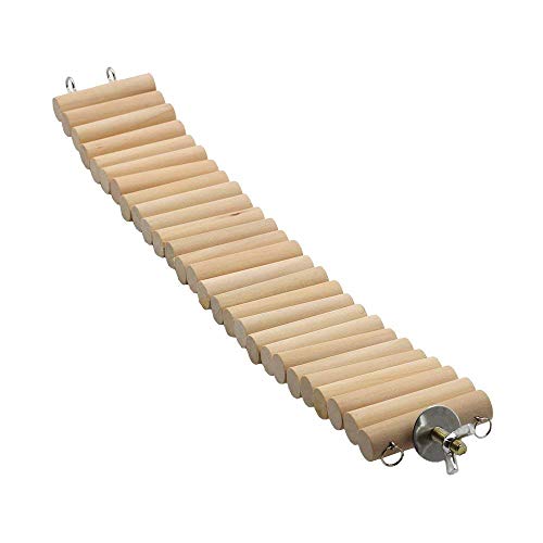 Image of Litewoo Bird Ladder Bridge Swing Toy Natural Wood Stand Platform for Small Birds Parrots Parakeets Conures Cockatiels Canary Lovebirds Hamster Rat (Burlywood)
