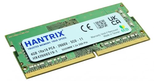 Image of 4GB DDR4 2666MHz Laptop RAM PC4-21300 260-Pin SO-DIMM Notebook Memory Module | 1.2V CL19 1Rx16 Non-ECC Unbuffered Laptop Upgrade Stick | PC4-2666V | 3-Year Warranty