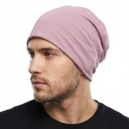 Image of ZLYC Cotton Thin Slouchy Beanie Hat for Men Women Fashion Soft Stretch Knit Skull Cap