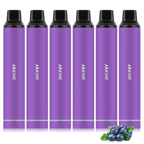 ARASHI 電子タバコ 使い捨て vape 30000回吸引可能 超大容量 ブルーベリー6本 持ち運び 使い捨てシーシャ 爆煙 水蒸気タバコ 禁煙グッズ ニコチン・タールなし