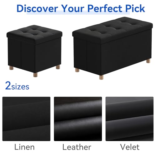 Image of BRIAN & DANY 30 Inches Folding Storage Ottoman Bench, Ottoman with Storage Bench for Bedroom, Living Room, Entryway, Foot Rest with Legs, Black