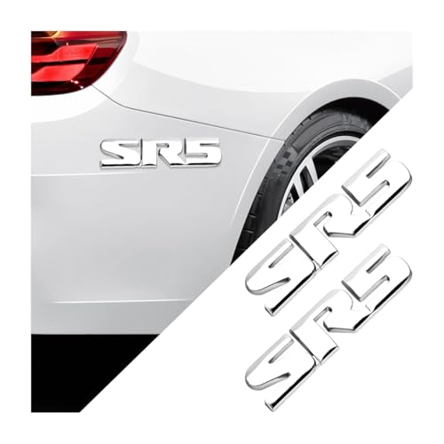 Image of 2 PCS SR5 Metal Emblem, 3D SR5 Nameplate Logo Badge Sticker Car Bumper Decal, Self-Adhesive Metal Emblem Sticker Exterior Decor for Vehicle Trunk Tailgate Side Fender (Silver)