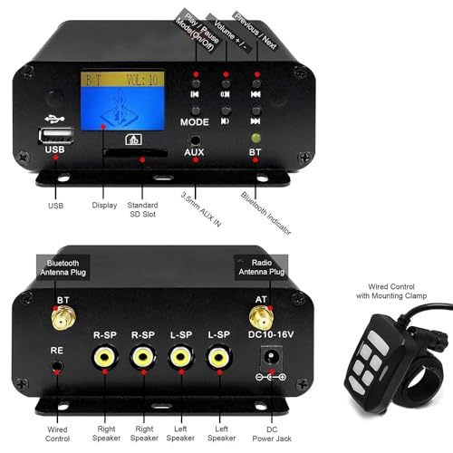Parlantes para motocicleta con amplificador y control AUX miniatura 5