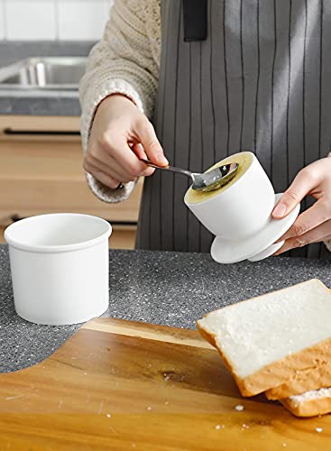 Sweese 154.001 10 Inch Round Dinner Plates 305.101 Porcelain Butter Keeper Crock, White #TOP4