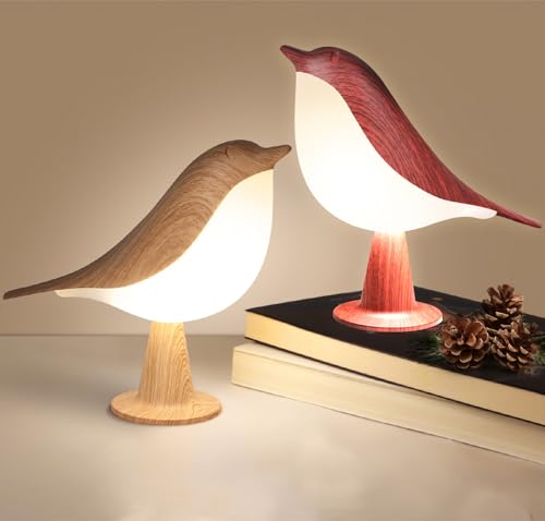 2 Stück Touch Nachttischlampe dimmbar, kleine kabellose Schreibtischlampe, tragbare Tischlampe, wiederaufladbar, niedlicher Vogel Lampe Nachtlicht für Kinder Erwachsene, Geschenke für Männer Frauen