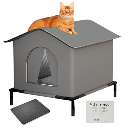 Rrlihjgu Riscaldata Per Gatti Con Isolamento Termico, Impermeabile, Dimensioni 40x33x33 Cm, Spaziosa E Resistente, Ideale Per Balcone, Cortile, Casa - Rifugio Caldo E Sicuro Per Animali Domestici