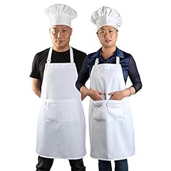 2 Sets White Apron and Hat