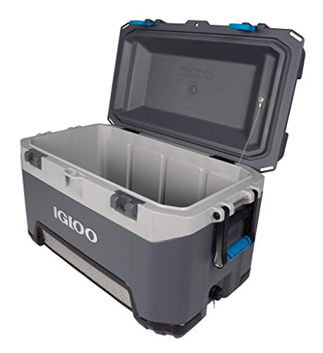 Igloo Bmx 72 Quart Cooler With Cool Riser Technology, Fish Ruler, And Tie-Down Points - 18.70 Pounds - Carbonite Gray And Blue #TOP5