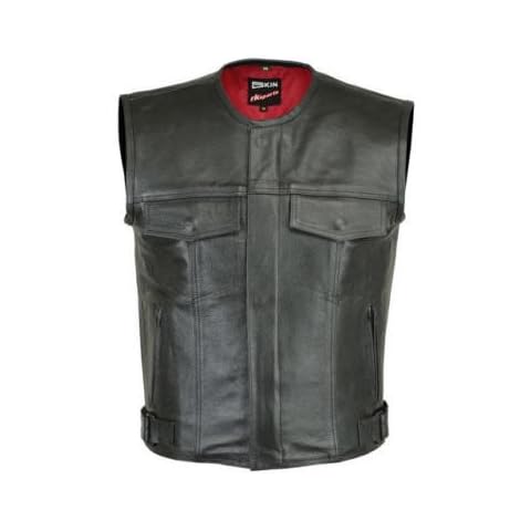 RKsports Black Leather Motorcycle Waistcoat Cover