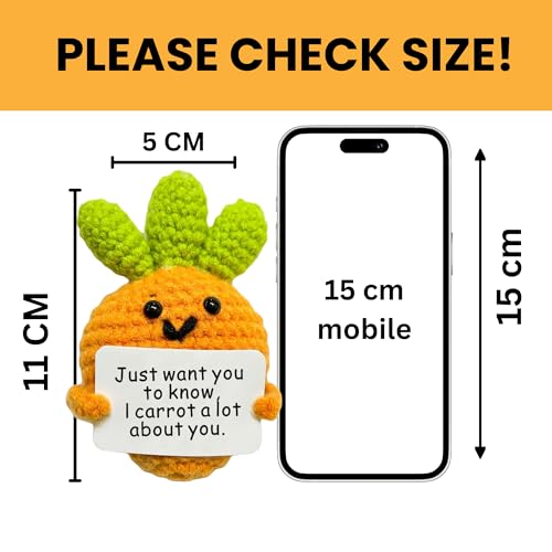 Image of Cute Emotional Support Crochet Toys Handmade Gifts with Message for Women Men Friends Coworkers, Birthday Christmas Valentine's Gift (Carrot)