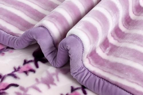 Image of Nestl 12 Lbs Velvet Fleece Blanket for Winter - 2 Ply Heavy & Warm Korean Style Bed Blanket - Reversible Printed Raschel King Size Blanket - Wrinkle & Fade Resistant - 87 x 94 Inches - Lavender