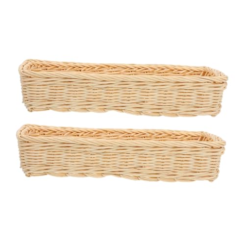 AKOOSY 2Piezas Cesta De Mimbre Para Almacenamiento De Cubiertos y Organizador Cocina De Unidades Para Mesa De Comedor Utensilios