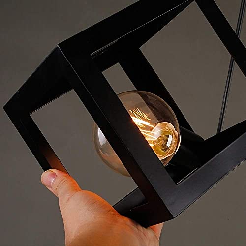 Plafonnier chic en fer forgé suspension cube noir design industriel - 2