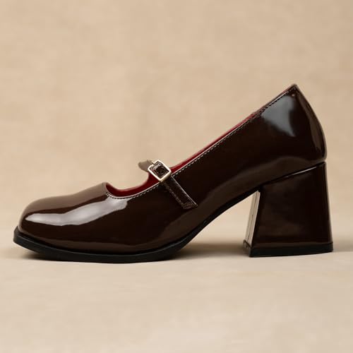 Image of Theater Women Mary Jane Block Heels | Single Strap Round Toe Pumps | Stylish & Comfortable for Formal, Office & Casual Wear