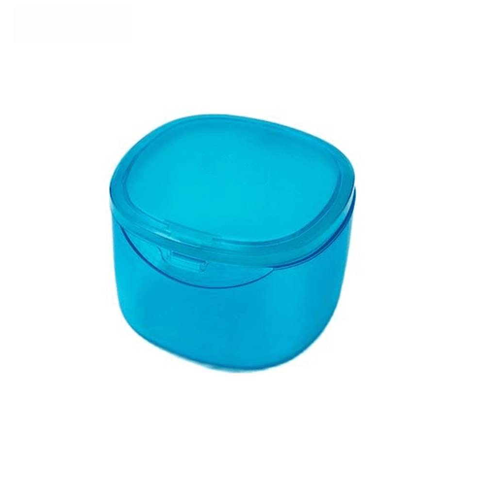 Denture Case, Denture Cup with Strainer,Scotte Denture Case,Dentures Box,Denture Brush Retainer Case,Denture Cups Bath,Retainer Cleaning Case (Blue)