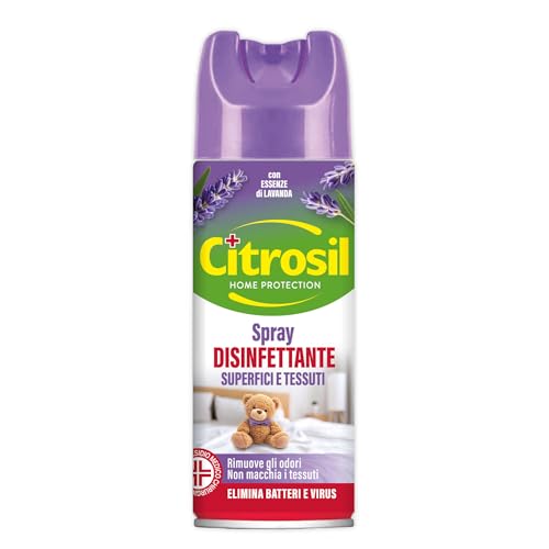 Citrosil Disinfettante Spray, Superfici e Tessuti, Elimina Fino al 99,9% di Virus e Batteri, Essenze di Lavanda, 300 ml