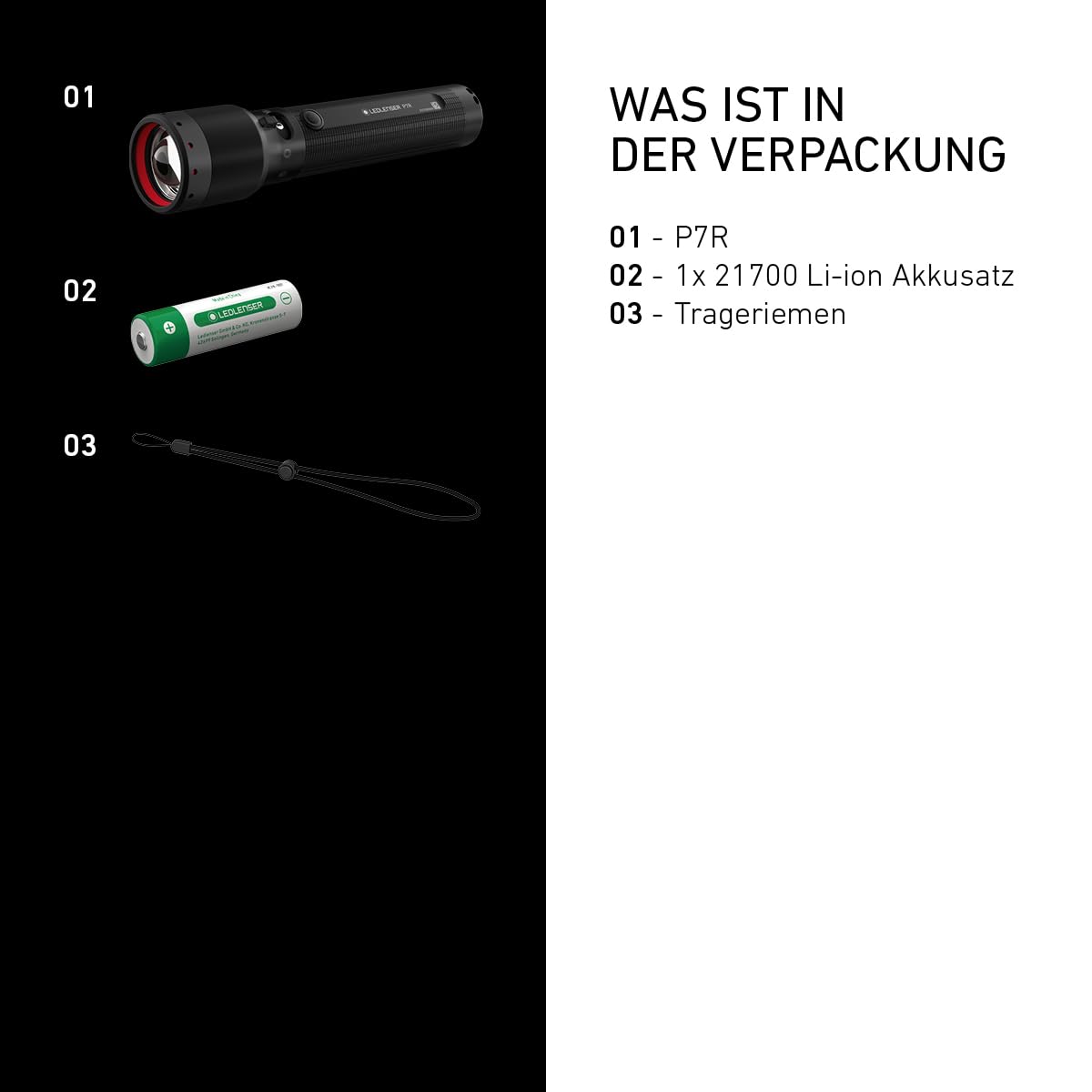 Ledlenser P7R wiederaufladbare LED Taschenlampe, 2000 Lumen, 320 m, USB-C, IP68, 80 Stunden
