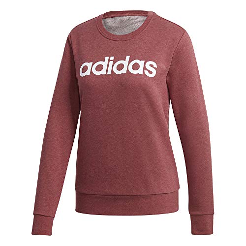adidas womens Essentials Linear Sweatshirt Legacy Red Melange/White Small