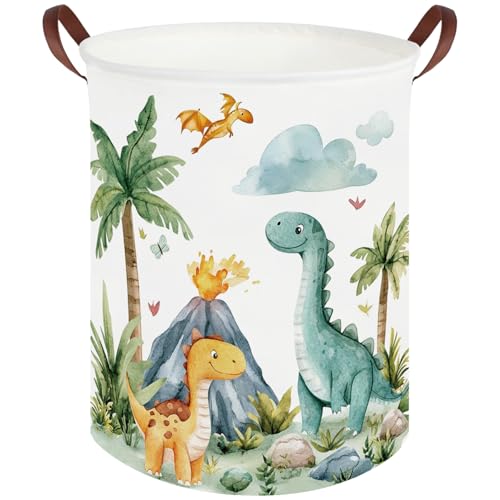 FXOCSHE Dinosaurs Baby Laundry Hamper,Collapsible canvas laundry basket,Dinosaur Baskets for Boys,Dragon dirty clothes basket,Baby Room decor(Roaring dinosaur)
