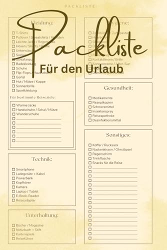 Packliste & Reiseplaner: Dein Notizbuch für Perfekte Reisevorbereitung mit Checkliste zum Abhaken