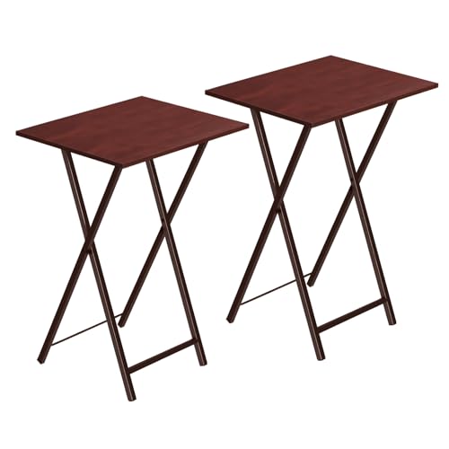 HOOBRO Plegable Mesa Auxiliar de 2, Mesa Lateral para Sofá, Escritorio Pequeño para Portátil, pequeño Plegable Mesa de TV, Fácil Almacenamiento Estructura, Marrón Rojizo EBR25BZ01