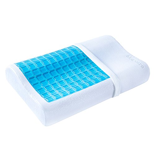 Pharmedoc Contour Memory Foam Pillow w/Cooling Gel Technology - Orthopedic Curved Support Pillow Design and Pain Relief - Hypoallergenic Material - Removable Pillow Cover