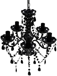 vidaXL Crystal Light 5 Bulbs Black Home Chandelier Ceiling Lighting Fixture