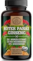 Ginseng Kapseln 1800mg -WICHTIG: 20:1 Roter Panax Extrakt (=36000mg Ginsengwurzel je Tagesdosis) -maximale Bioverfügbarkeit +20% Ginsenoside- Panax Ginseng Kapseln DE SCHEUNENGUT®