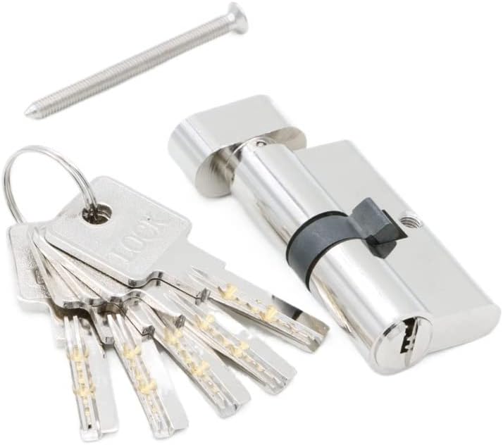 Door Lock Barrel,Lock cylinders, 55 60 65 70 75 80 85 90mm Security Copper Lock Cylinder Interior Bedroom Living Handle Brass Key Locking (Color : DC-75MM, Size : Cylinder with 5keys) (Color : Dc 80m