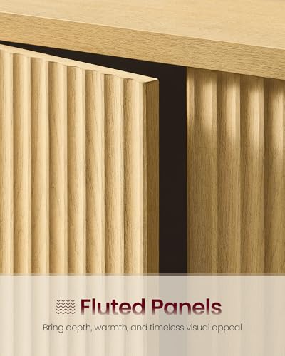 Image of VASAGLE Set of 3 Buffet Cabinet with Adjustable Shelves, Fluted Doors