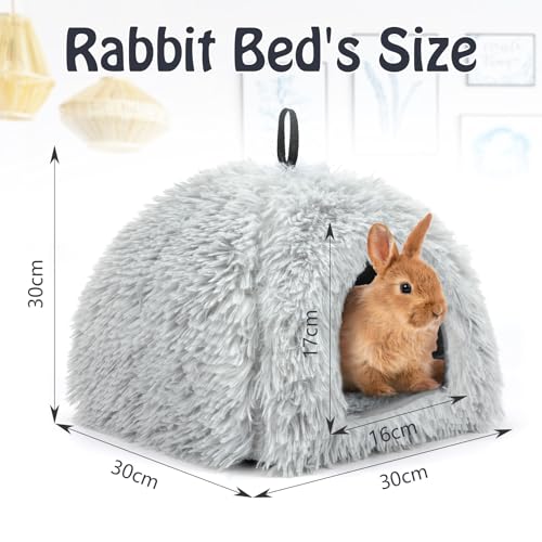 Sbayool Calming Rabbit Bed House, Cozy and Warm Rabbit Hideaway Guinea Pig Bed Cave with Movable Pad for Rabbits Guinea Pigs Hedgehogs Ferrets and Other Small Pets, Grey - Image 3