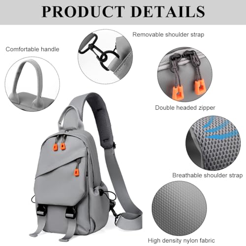 Image of GUSTAVE Sling Bags for Men Oxford Cloth - Lightweight, USB Charging Port, Crossbody Bag for Men Multi-Compartment & Adjustable Strap for Daily Travel & Outdoor Activities