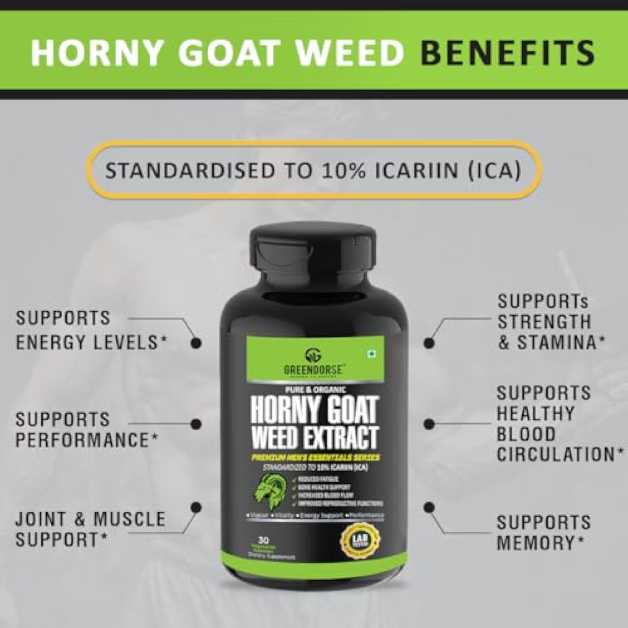 GREENDORSE Horny Goatweed Extract Capsules, High Potency