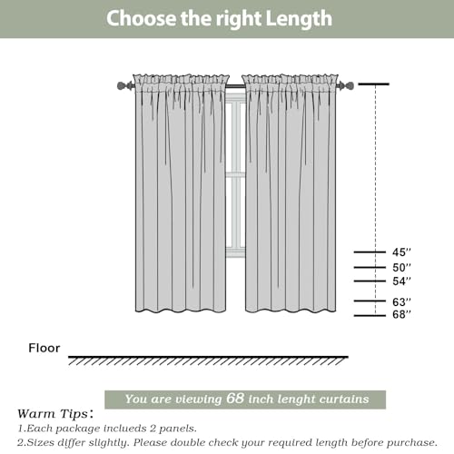 Image of OWENIE Ivory Sheer Curtains 68 Inch Length 2 Panels Set for Bedroom Living Room, Light Filtering Voile Sheer Curtains, Airy Rod Pocket Farmhouse Curtain, Ivory, Each 42Wx68L inch