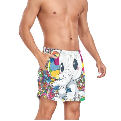 Pantalones cortos de natación para hombre ligeros con dibujos de elefantes 5