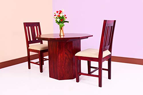 Image of Sheesham Wood 2 Seater Dining Table Set for Living Room Wooden Dining Table with 2 Chairs Furniture for Home (Mahogany Finish)