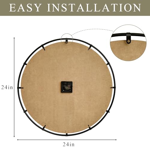 Image of EMAX HOME Rustic Farmhouse Wall Clock 24 Inch, Vintage Oldtown London Wooden Large Clock with Silent Tick, for Bedroom, Office, Kitchen, Indoor Home Decoration