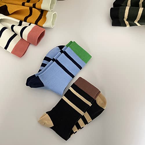 Socks,1 Pair Sports Socks Color Contrast Striped Pattern Cotton Sock for Men Women Dad Grandpa3