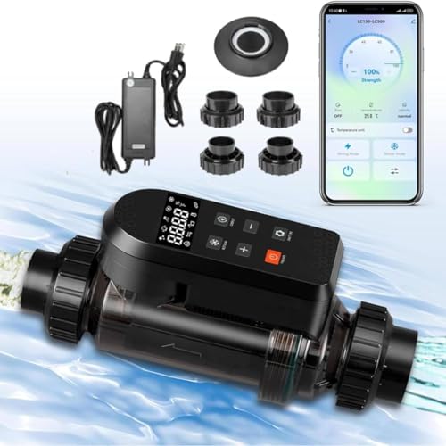 Generador De Cloro Salino,Sistema De CloracióN De Agua Salada Para Piscinas,Wifi Integrado Y Control Remoto Por AplicacióN,Clorador De Agua Salada Para Piscinas Con Panel Digital Inteligente. 15g/h