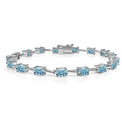 Image of Sterling Silver 6x4mm Oval-Cut Classic Link Tennis Bracelet Made with European Crystals